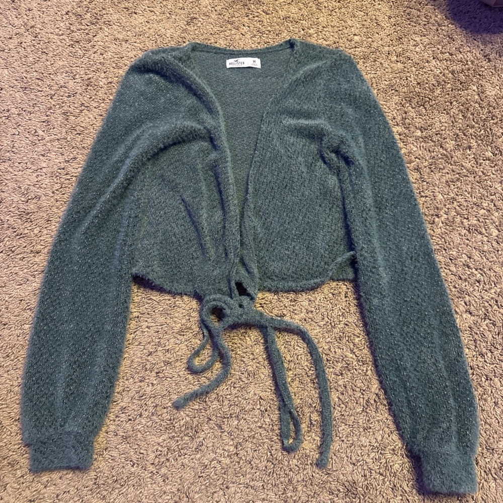 Hollister green Tie-Front Cardigan